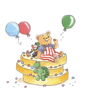 Gif animé joyeux anniversaire gateau ourson